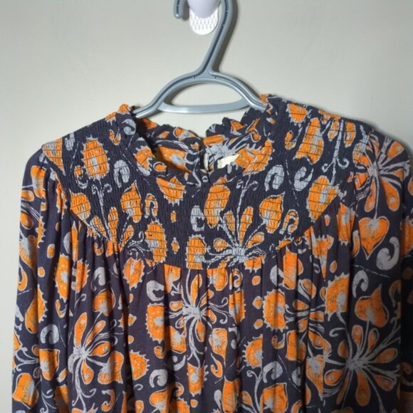 Anthropologie Porridge Darien Tunic Mini Dress Grey Blue Orange Smocked Size S - Picture 3 of 6